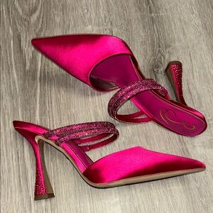 Elegant fuchsia Satin Women's Heels